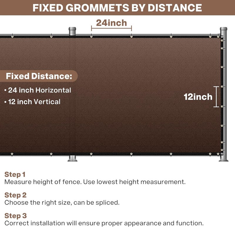 DUERER Privacy Fence Screen 4 x 50ft Brown Fence Covering Heavy Duty 170GSM Commercial Windscreen Fencing Mesh Shade Net Cover, UV Protection 90% Blockage Outdoor Backyard, Patio with Cable Ties - Image 3